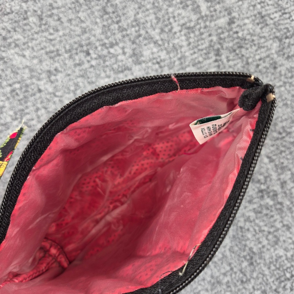 Vera Bradley Holiday Bells Quilted Cotton Cosmetic Pouch Black Red Green Small - Picture 6 of 8